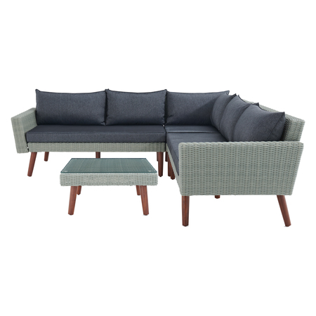 ALATERRE FURNITURE Albany All-Weather Wicker Outdoor Gray Corner Sectional Sofa, Overall Length: 94 AWWD012204DD